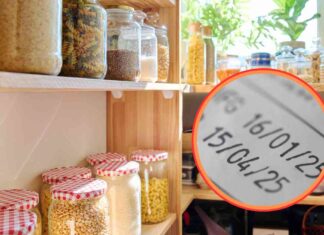 Del cibo in dispensa ed una data di scadenza
