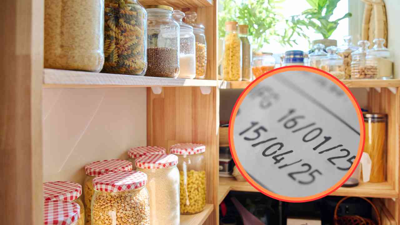 Del cibo in dispensa ed una data di scadenza