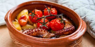 Polpo al tegame con patate e pomodorini
