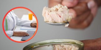 Del tonno in scatola ed un nutrizionista in piccolo