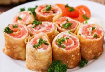 Rotolini di crespelle al salmone