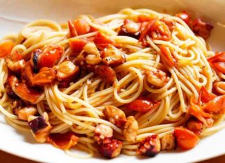 Spaghetti con polpo e pomodorini
