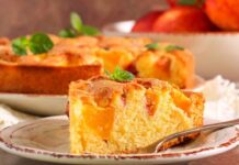 Torta ricotta e pesche