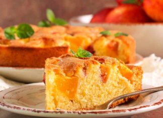 Torta ricotta e pesche