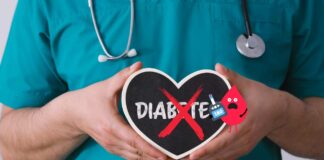 La scritta diabete cancellata da una croce rossa