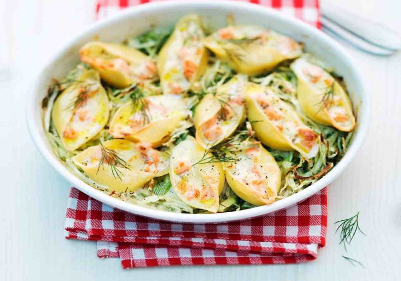 Conchiglioni terra-mare affumicati
