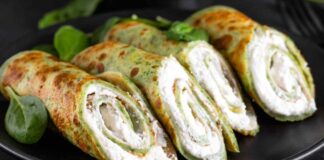 Crespelle di spinaci con formaggio e bresaola