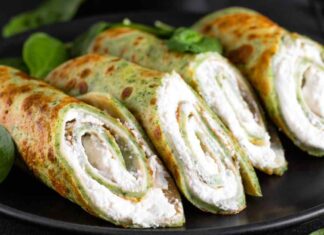 Crespelle di spinaci con formaggio e bresaola