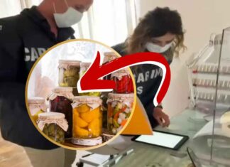 Un sequestro dei carabinieri NAS in corso e delle conserve