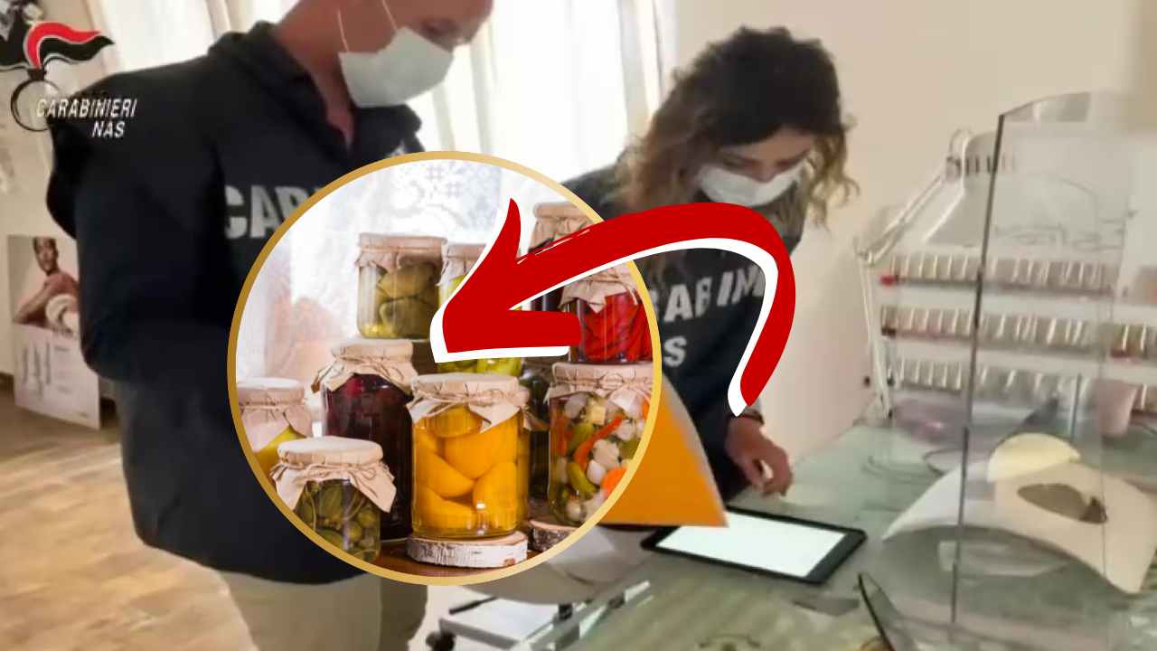 Un sequestro dei carabinieri NAS in corso e delle conserve