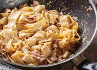 Pappardelle con crema al formaggio e speck