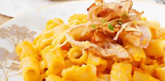 Pasta con crema di zucca e guanciale 01092025 ricettasprint.it