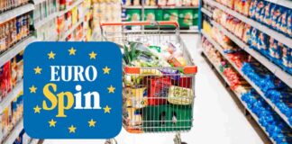 Un carrello al supermercato ed il logo di Eurospin