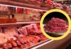 Reparto carne al supermercato e carne macinata in piccolo