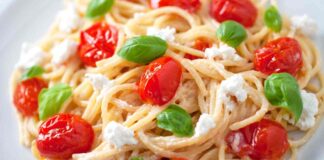 Spaghetti robiola e pomodorini ricettasprint.it