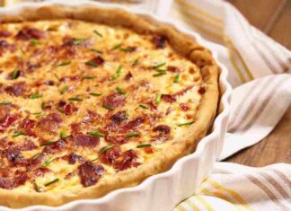 Torta salata con porri salumi formaggi
