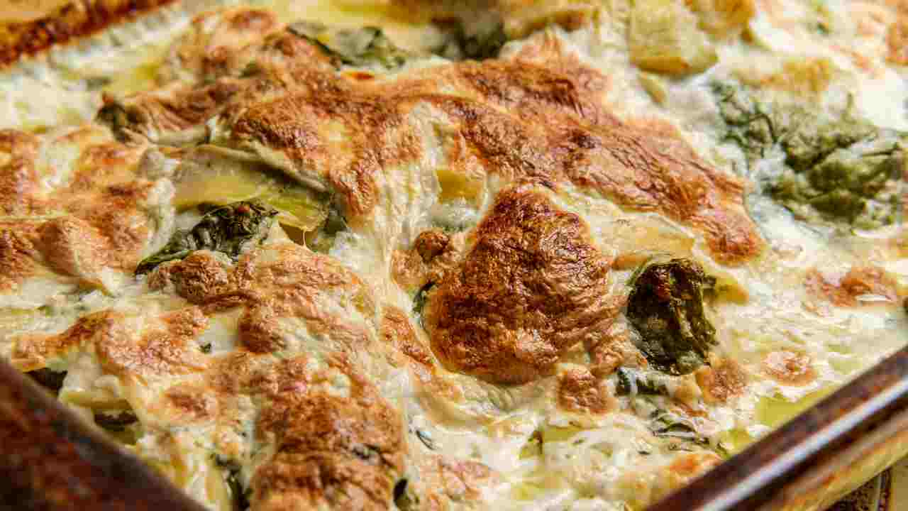 Parmigiana bianca di carciofi. ricettasprint.it
