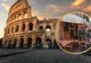 Un ristorante all'aperto ed il Colosseo