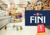 Un carrello in un supermercato ed il logo Fini