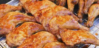 Cosce di pollo glassate al miele e soia. ricettasprint.it