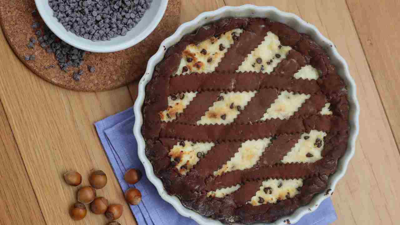 Crostata al cacao con ripieno di ricotta