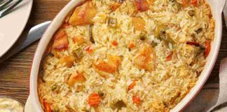 Riso, verdure e pollo, un matrimonio perfetto e diritto tutto in forno zero sbatti a cena Sformato di riso pollo e verdure al forno. ricettasprint.it