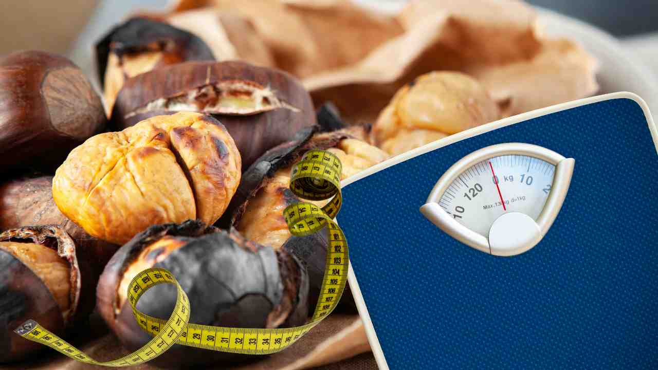 Castagne con una bilancia ed un metro