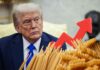 Donald Trump, pasta ed una freccia di grafico
