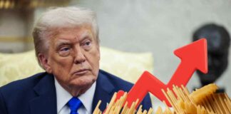 Donald Trump, pasta ed una freccia di grafico