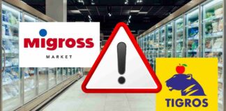 I loghi di Migross e Tigros e l'interno di un supermercato