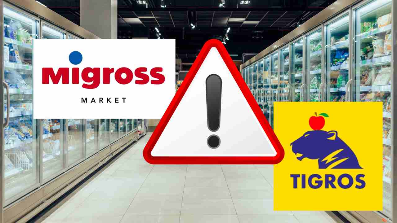 I loghi di Migross e Tigros e l'interno di un supermercato