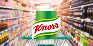 Carrello al supermercato e logo Knorr