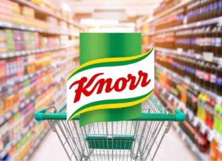 Carrello al supermercato e logo Knorr