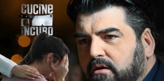 Antonino Cannavacciuolo col logo di Cucine da Incubo e donna che piange