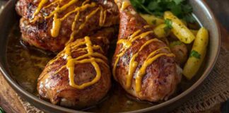 Cosce di pollo alla birra, ci metto una punta di senape e ti do la dritta della sera cosce di pollo alla birra con senape rustica ricettasprint.it