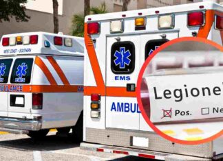 Due ambulanze ed il batterio della legionella in provetta