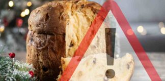 CARREFOUR richiama un panettone, allarme dal Ministero della Salute: “Rischio gravissimo per i consumatori” Panettone tagliato e un segnale di pericolo