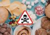 Alimenti processati vari e segnale di pericolo di morte
