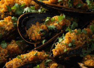 Negli antipasti della Vigilia voglio preparare uno stuzzichino pre pranzo, metto in forno le cozze e le faccio così cozze gratinate ricettasprint.it