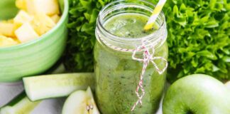 Smoothie verde anti stress e Detox con pochi ingredienti svolti un pasto sostitutivo FRULLATO VERDE DETOX