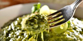 Risotto della befana, spinaci, provola e una manciata di parmigiano riso spinaci e provola