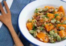 Ti faccio un contorno che te lo sogni, poche calorie tutta bontà al 100% zucca e fave
