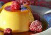 flan alla crema con i lamponi