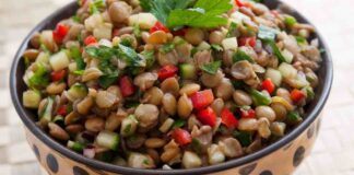 Insalata di lenticchie fresca e pronta in attimo insalata di lenticchie