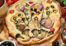 Focaccia con le verdure di stagione, buona, soffice, ti risolve la cena focaccia di verdure